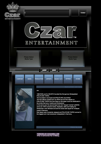 CZAR Entertainment Website Screenshot