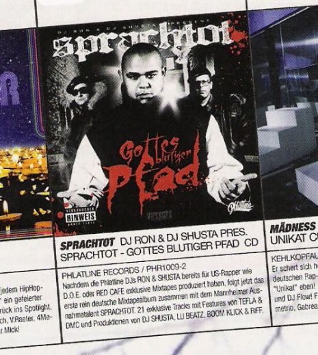 DJ RON & DJ SHUSTA present SPRACHTOT \"Gottes Blutiger Pfad\" GADP Anzeigen Kampagne
