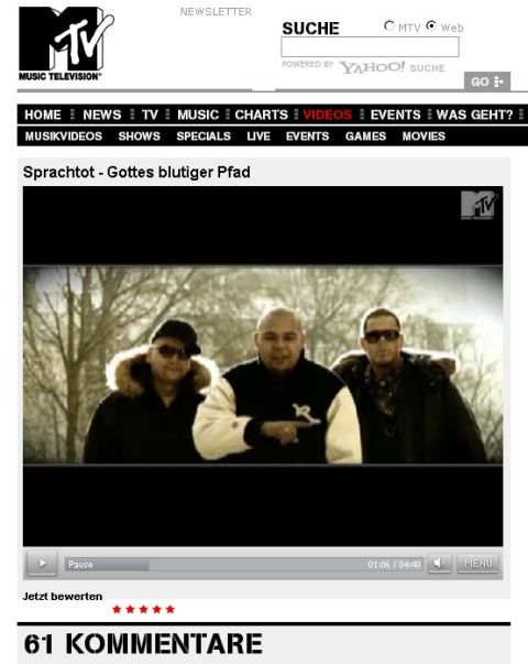 DJ RON, DJ SHUSTA & SPRACHTOT - Gottes Blutiger Pfad Video Premiere auf MTV.DE