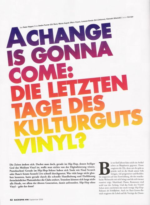 DJ RON in der Backspin - A Change Is Gonna Come, Die Letzten Tage des Kulturgutes Vinyl?