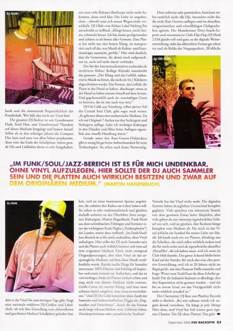 DJ RON in der Backspin - A Change Is Gonna Come, Die Letzten Tage des Kulturgutes Vinyl?